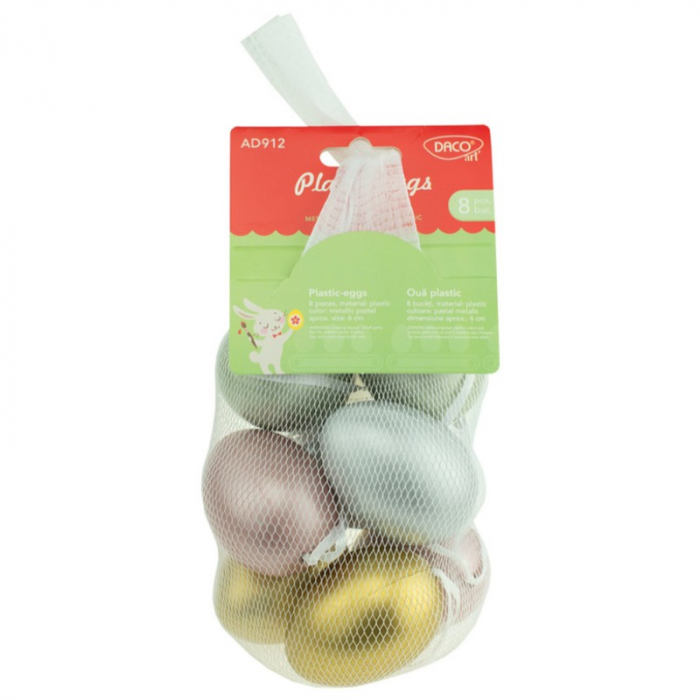 Accesorii craft - AD912 Ouă plastic 6 cm, culori metalizate DACO [1]