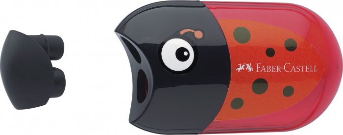 Ascutitoare plastic dubla, cu container si radiera. Forma ergonomica. Design atractiv pentru copii. [2]