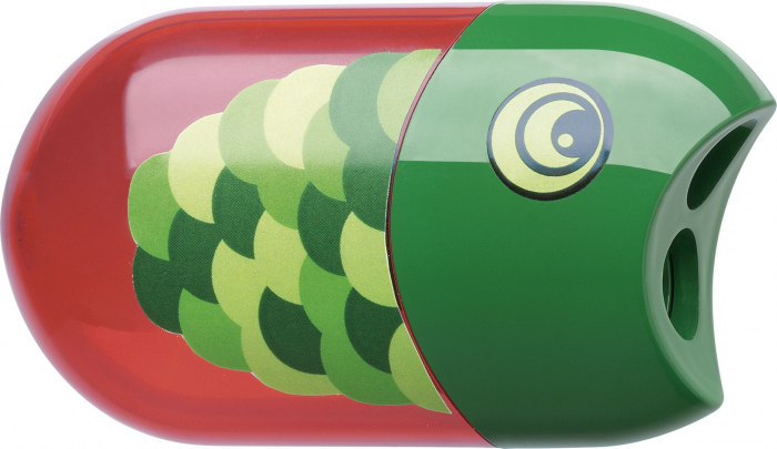 Ascutitoare plastic dubla, cu container si radiera. Forma ergonomica. Design atractiv pentru copii. [2]