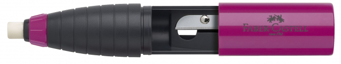 Ascutitoare plastic simpla cu radiera inclusa si zona grip ergonomica. Surub de siguranta. [1]