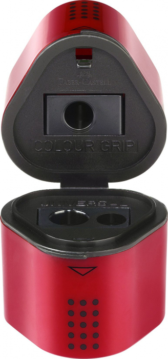 Ascutitoare tripla plastic cu container in ambele laturi (parti). Forma triunghiulara ergonomica. Design Grip. [2]