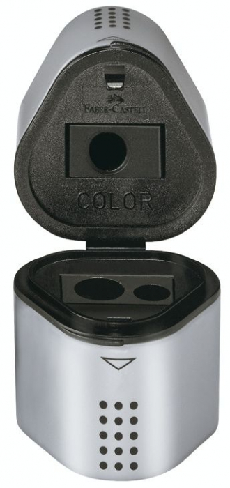 Ascutitoare tripla plastic cu container in ambele laturi (parti). Forma triunghiulara ergonomica. Design Grip. [2]