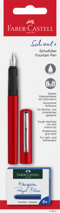 BLISTER STILOU SCOLAR ROSU + 6 CARTUSE FABER-CASTELL [1]
