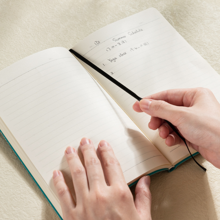 Deli Caiet de birou A5 112 pagini 80g cu copertă din piele albastru [2]