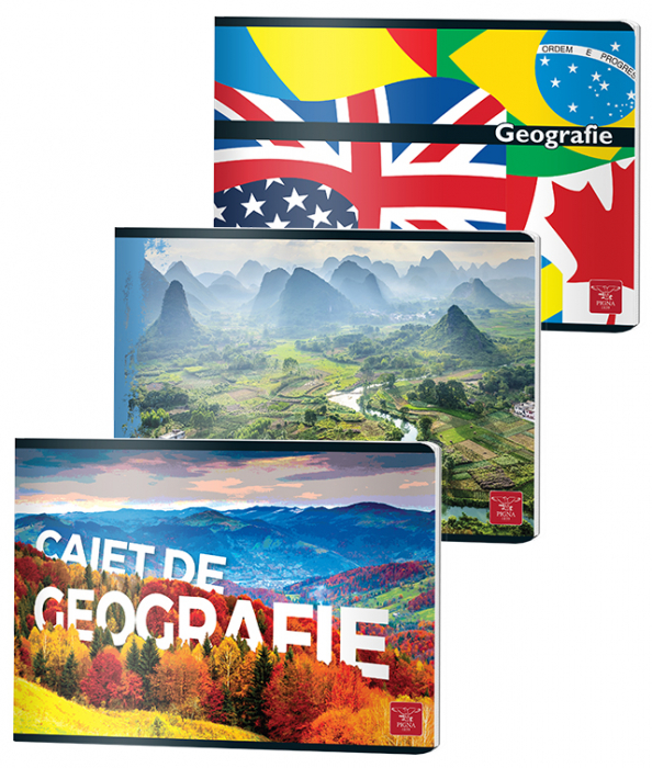 Caiet geografie 17x24cm, 24 file. Hartie 60 g/mp. Coperta lucioasa, tipar policromie. [1]
