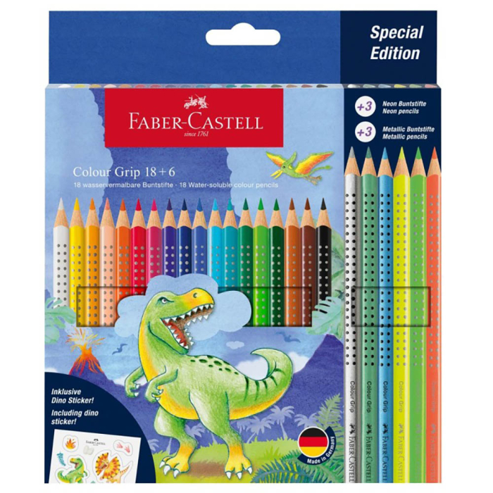 CREIOANE COLORATE 18+6 CULORI GRIP 2001 DINOZAURI FABER-CASTELL [1]