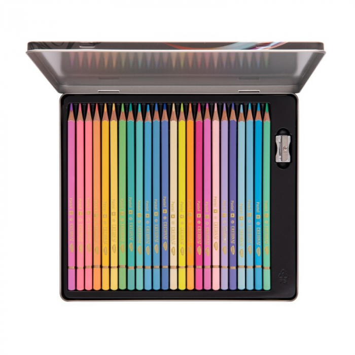 Creion color 24 culori pastel Cutie metalică DACO in stoc [2]