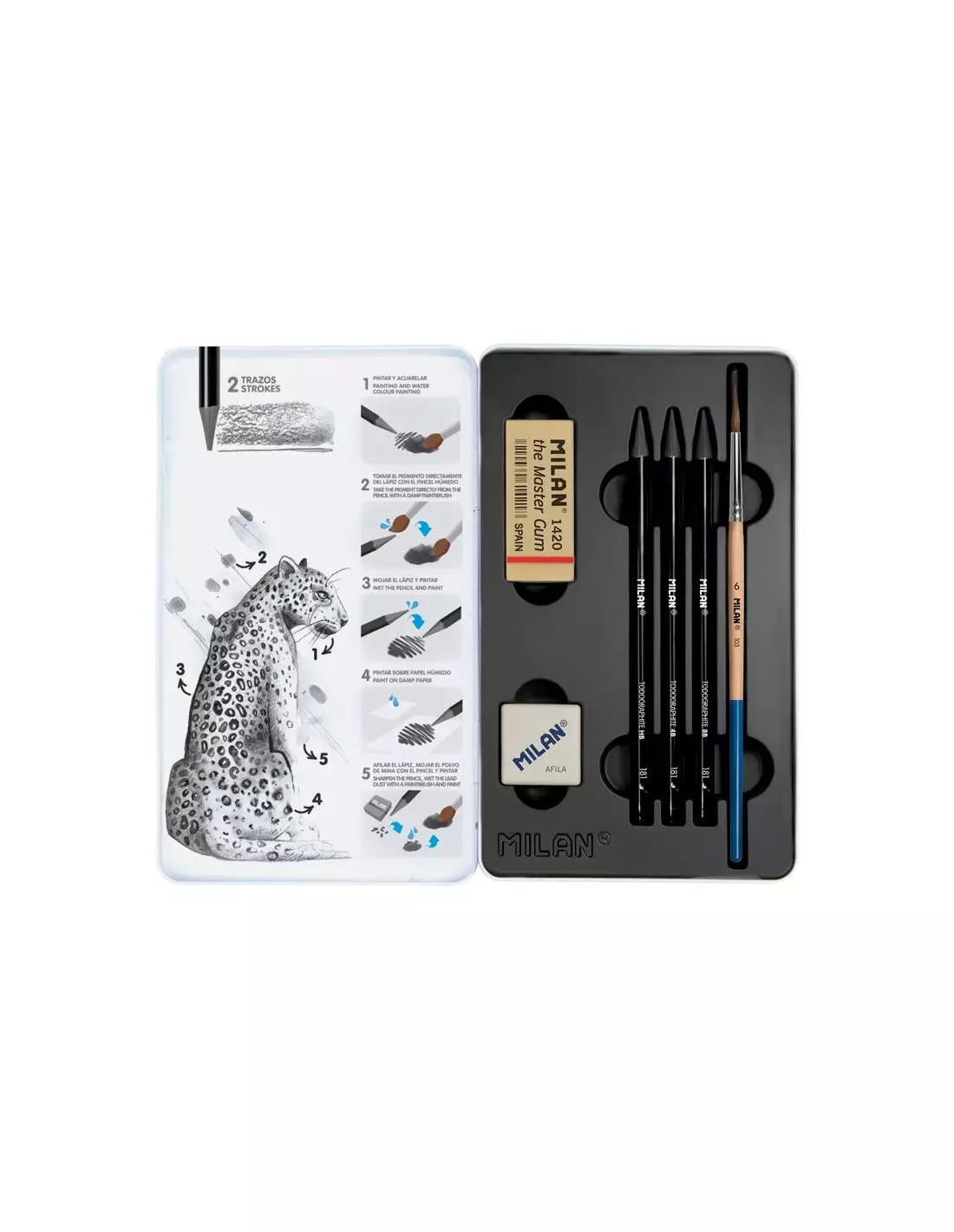 Creion Grafit Solubil Milan in Cutie Metalica, 3 Buc/Set [2]