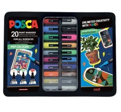 Cutie metalica 20 markere Pop UNI, Posca [1]