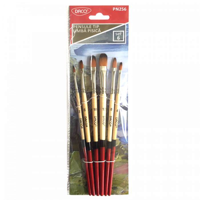 Pensule păr sintetic PN256 limbă pisică Set 6 DACO [1]