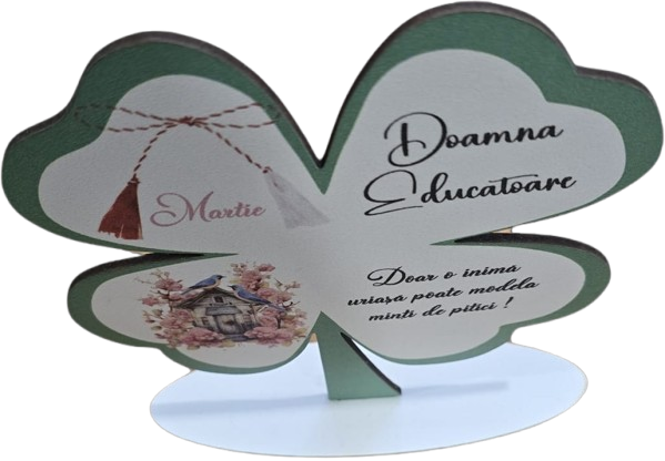 Placheta martie trifoi cu 4 foi pt invatatoare /invatator/educatoare [2]