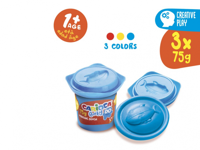 Plastilina Baby Dough Carioca 3 x 75 g/cutie [2]