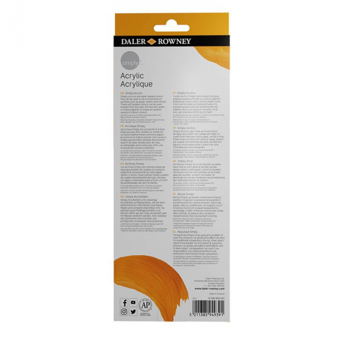Set de vopsele acrilice Daler Rowney Simply Acrylic - 12 culori vibrante pentru proiectele tale creative! [3]