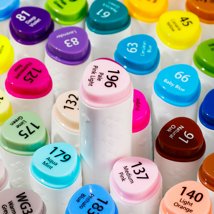 SET 36 MARKERE SKETCHING CU ALCOOL VARF DUBLU ROTUND 1MM/TESIT 7MM CUTIE PLASTIC COLOR EMOTION DELI [4]