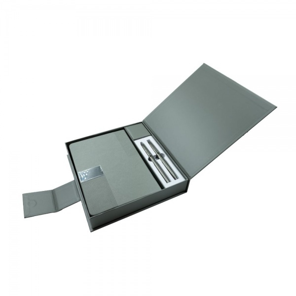 Set cadou stilou + pix + agenda A5 grafit cu striatii, cutie cadou [2]