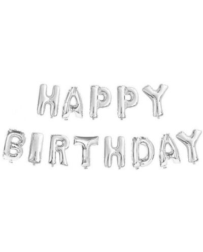 Balon folie  litere argintii  - Happy Birthday [1]