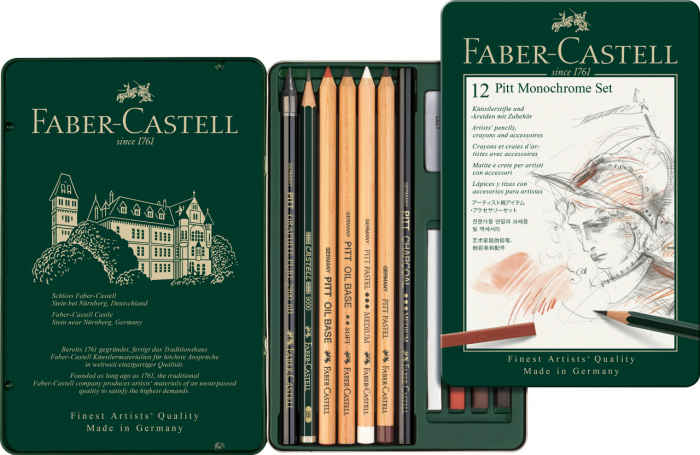 SET PITT MONOCHROME 12 BUC NOU FABER-CASTELL [2]