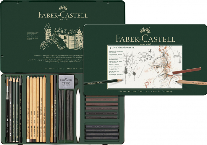 SET PITT MONOCHROME GRAFIT+CARBUNE+PASTEL 33 BUC FABER-CASTELL [2]