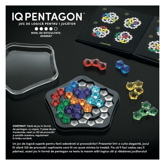 Smart Games - IQ Deluxe - Pentagon, joc de logica cu 120 de provocari, 14+ ani, editie lb. Romana [1]