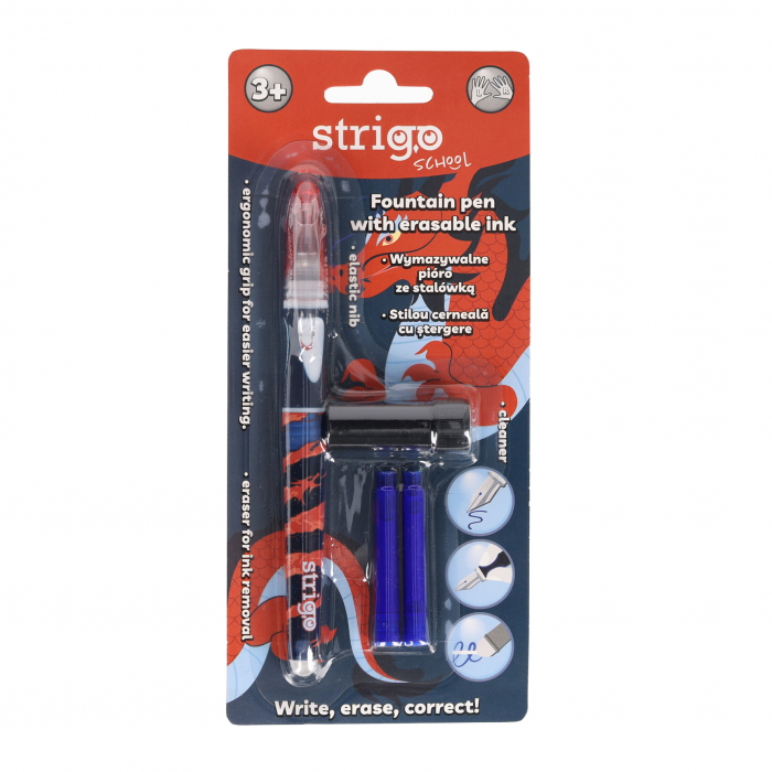 Stilou Strigo cerneala cu stergere + 2 rezerve + dispozitiv curatare, in blister, Dragon SSC474 [1]