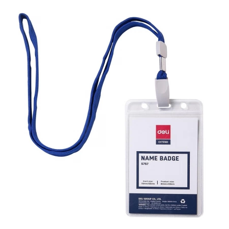 Suport ecuson vertical, cu clips si snur, 70x105 mm, DELI 5757 [1]