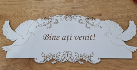 Ocazii - Placa bine ati venit.mare mdf alb