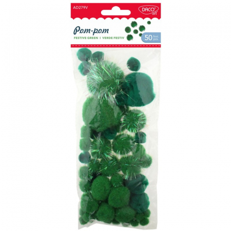 Produse de sezon - Accesorii craft - AD279V Pom-pom festiv verde DACO