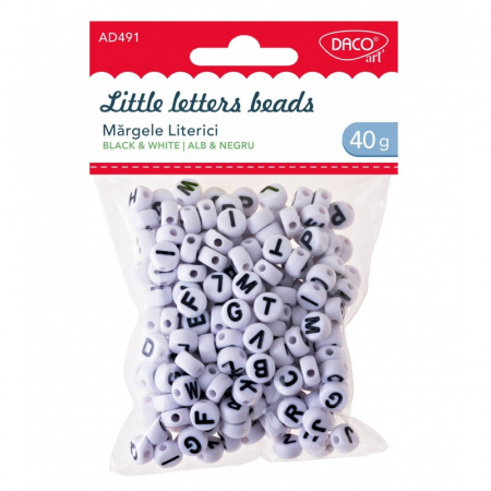 Accesorii Hobby, Craft - Accesorii craft - AD491 Mărgele literici alb-negru DACO