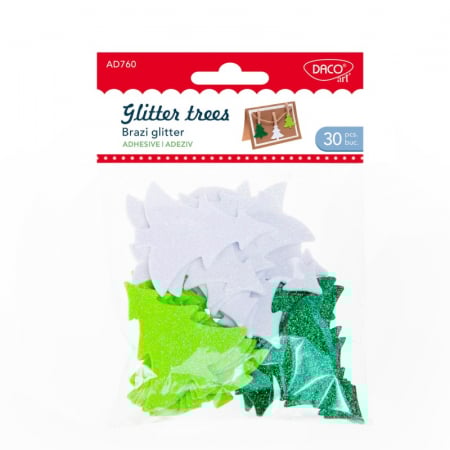 Craciun - Accesorii craft - AD760 Brazi glitter Set 30 DACO