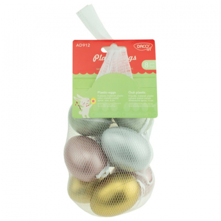 Accesorii Hobby, Craft - Accesorii craft - AD912 Ouă plastic 6 cm, culori metalizate DACO