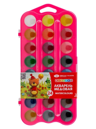 Culori Acuarela - Acuarele cu miere set 24 in cutie de plastic Tsvetik Nevskaya Palitra