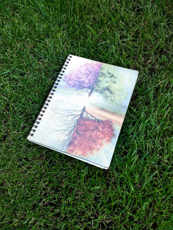 Agende lemn - Agenda a5 placaj plop imprimata color copacul vietii anotimpuri
