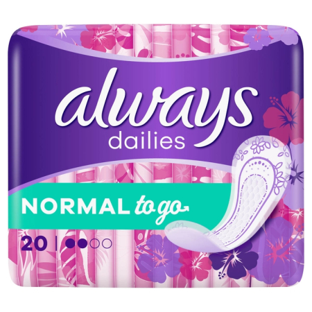 Ingrijire Personala - ALWAYS Dailies Single to go, absorbante zilnice, Normal, 20 buc