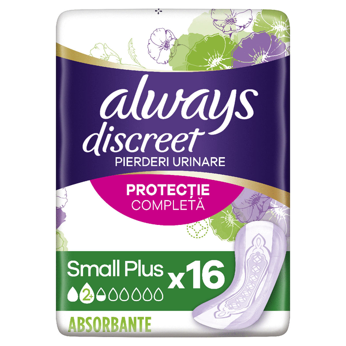 Ingrijire Personala - ALWAYS DISCREET, absorbante zilnice, Small Plus, 16 buc