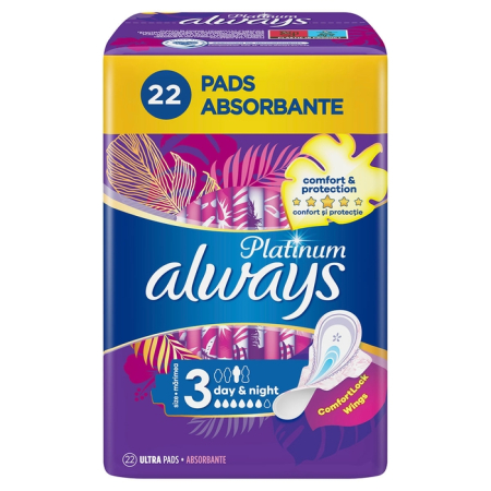 Ingrijire Personala - ALWAYS Platinum Day, absorbante igienice, marime 3, 22 buc