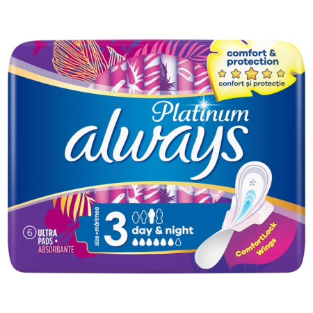 Ingrijire Personala - ALWAYS Platinum Day, absorbante igienice, marime 3, 6 buc