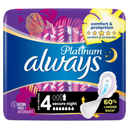 Ingrijire Personala - ALWAYS Platinum Night, absorbante igienice, marime 4, 5 buc