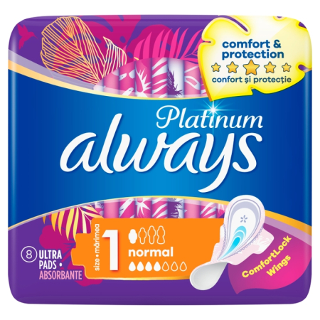 Ingrijire Personala - ALWAYS Platinum Normal, absorbante igienice, marime 1, 8 buc