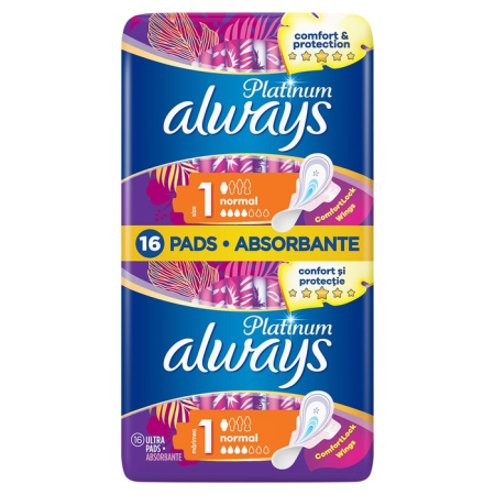 Ingrijire Personala - ALWAYS Platinum Normal Duo, absorbante igienice, marime 1, 16 buc