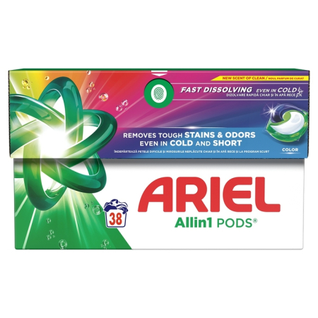 Produse Casa - ARIEL All in One Pods Color, detergent automat de rufe, capsule, 38 buc