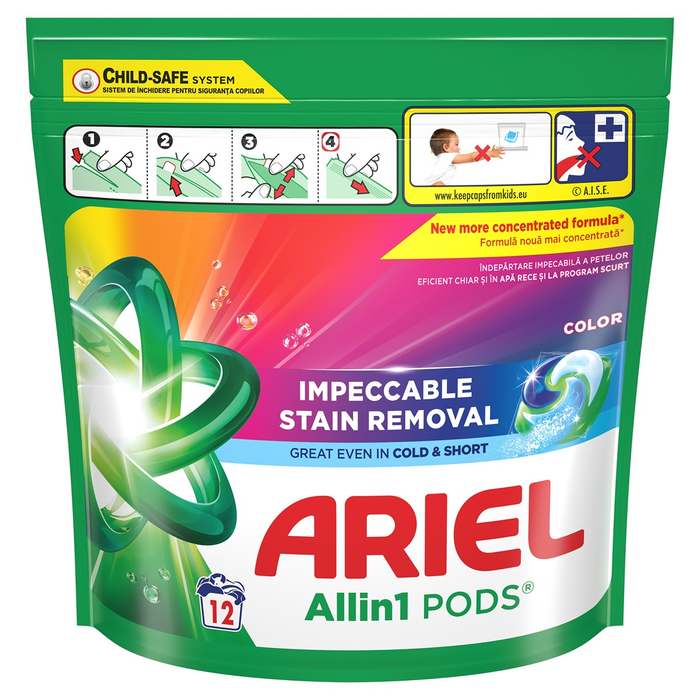 Produse Casa - ARIEL All in One Pods Color, detergent automat de rufe, capsule, 12 buc