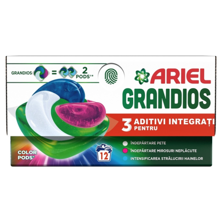 Produse Casa - ARIEL Grandios Pods Color, detergent automat de rufe, capsule, 12 spalari, 12 buc