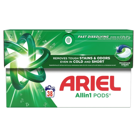 Produse Casa - ARIEL All in One Pods Mountaing Spring, detergent automat de rufe, capsule, 38 buc