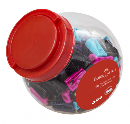 Ascutitoare din plastic, slim. 4 culori asortate: mov, turcoaz, albastru, negru. [1]