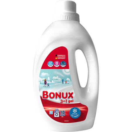 Detergenti - BONUX 3 in 1 Polar Ice Fresh, detergent automat de rufe, gel, 18 spalari, 900 ml