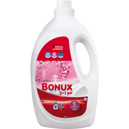 Detergenti - BONUX 3 in 1 Radiant Rose, detergent automat de rufe, gel, 54 spalari, 2.7 l
