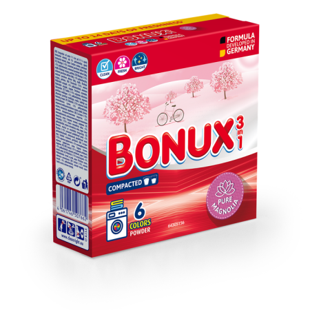 Detergenti - BONUX 3 in 1 Pure Magnolia, detergent automat de rufe, pudra, 6 spalari, 390 g