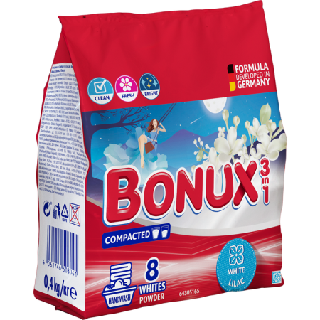 Detergenti - BONUX 3 in 1 White Lilac, detergent automat de rufe, pudra, 18 spalari, 1.17 kg