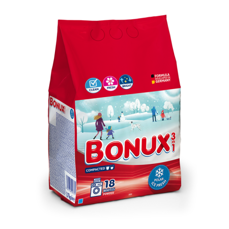 Detergenti - BONUX 3 in 1 Polar Ice Fresh, detergent automat de rufe, pudra, 18 spalari, 1.17 kg