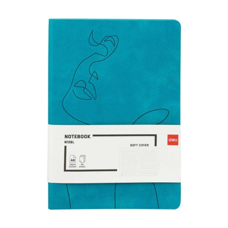 Agende si jurnale - Caiet birou A5 96F 80g cop. piele turcoaz N126L Deli